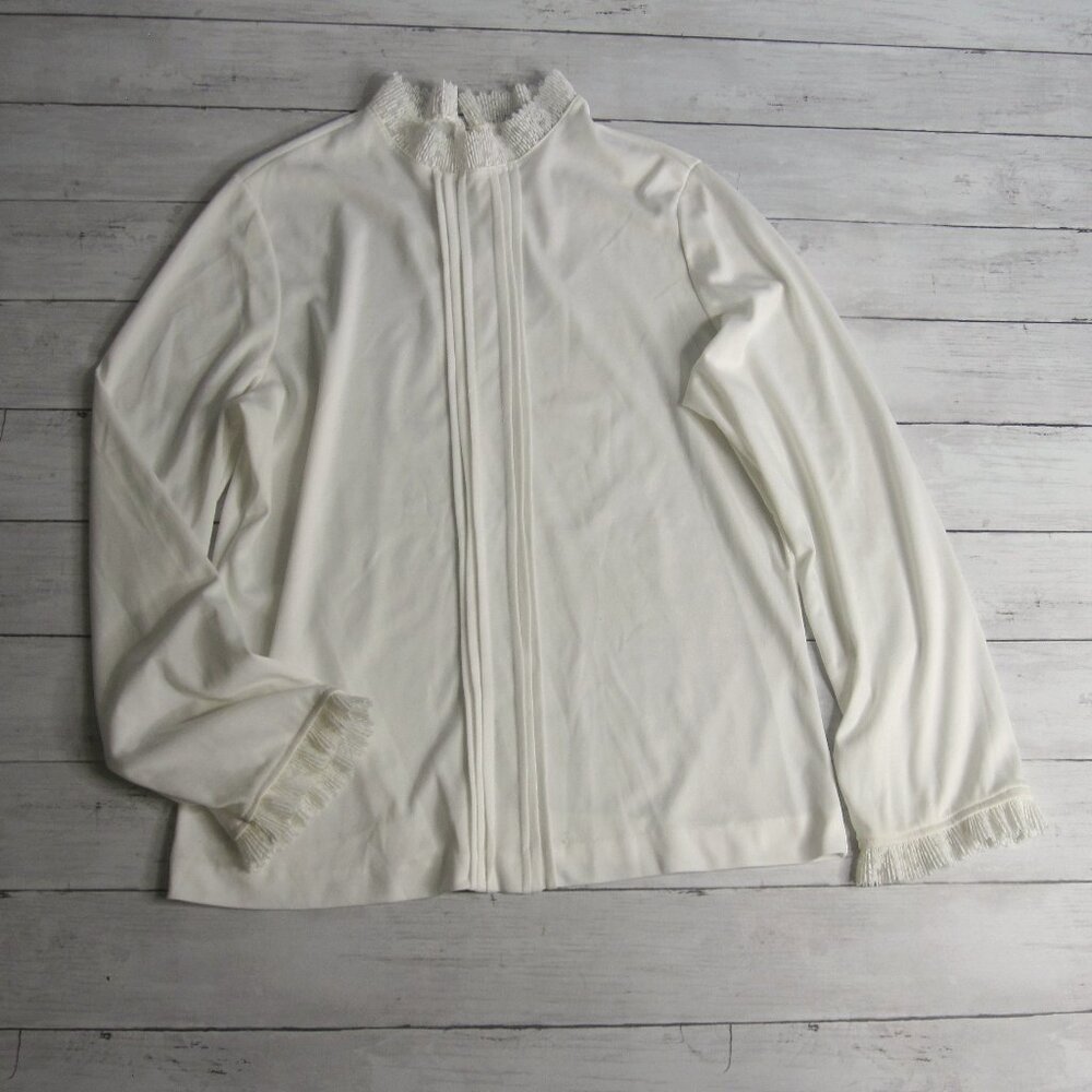 Lady Blair NPC Vintage Women's White Top Size M Long Sleeve Blouse
